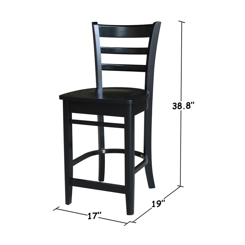 International Concepts Solid Wood Emily Counter Height Stool in Black