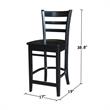 International Concepts Solid Wood Emily Counter Height Stool in Black