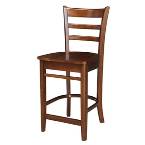 International Concepts Solid Wood Emily Counter Height Stool in Espresso
