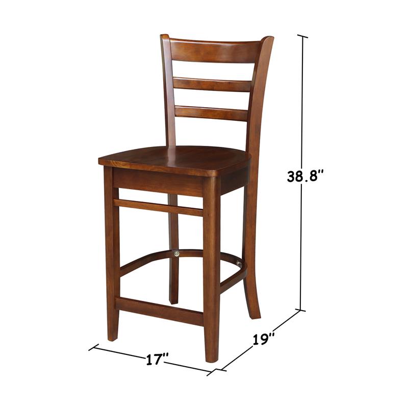 International Concepts Solid Wood Emily Counter Height Stool in Espresso