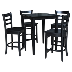 30&quot x 30&quot Solid Wood Gathering Height Table in Black & 4 Emily Stools