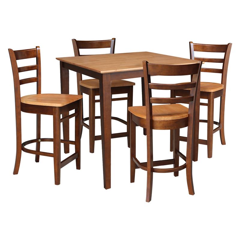 International Concepts 36x36 2 Counter Height Stools in Cinnamon/Espresso Dining Table
