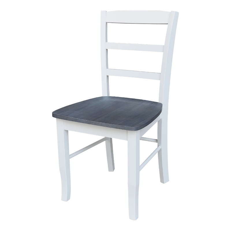 Set of 2 Solid Wood Madrid Ladderback Chairs in White/Heather Gray