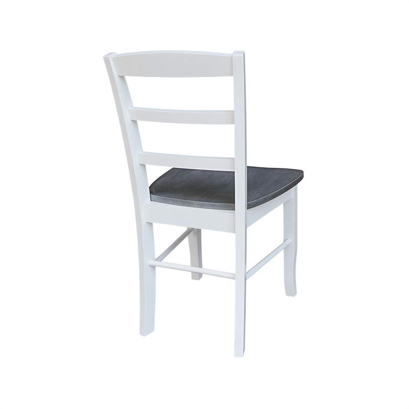 Set of 2 Solid Wood Madrid Ladderback Chairs in White/Heather Gray
