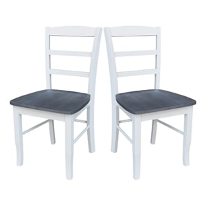 Set of 2 Solid Wood Madrid Ladderback Chairs in White/Heather Gray