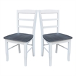 Set of 2 Solid Wood Madrid Ladderback Chairs in White/Heather Gray