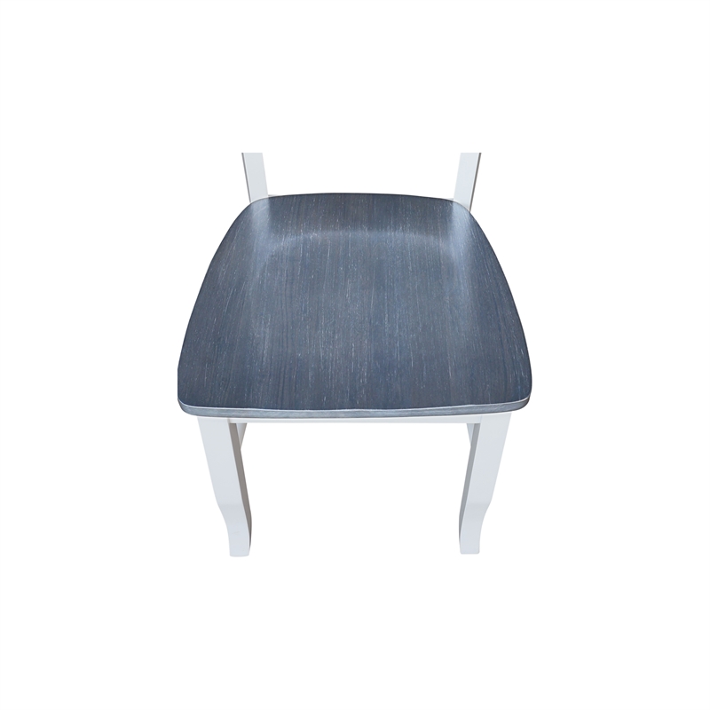Set of 2 Solid Wood Madrid Ladderback Chairs in White/Heather Gray