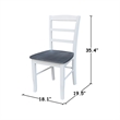Set of 2 Solid Wood Madrid Ladderback Chairs in White/Heather Gray