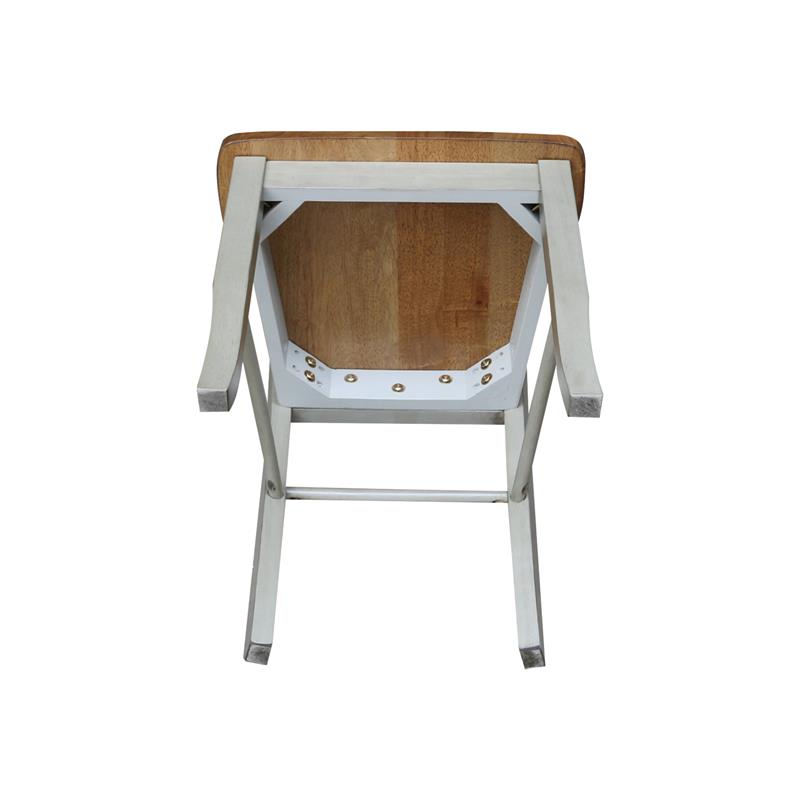 Set of 2 Solid Wood Madrid Ladderback Chairs in Distressed Hickory/Stone