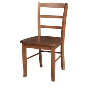 set of 2 solid wood madrid ladderback chairs in distressed oak