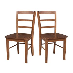 Set of 2 Solid Wood Madrid Ladderback Chairs in Distressed Oak