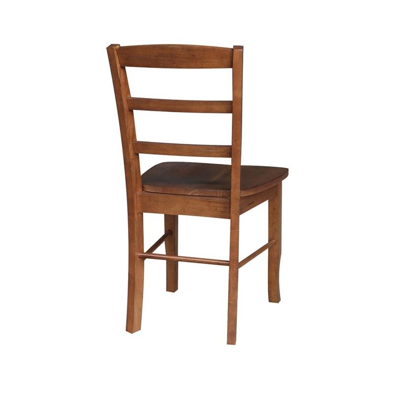 Set of 2 Solid Wood Madrid Ladderback Chairs in Distressed Oak