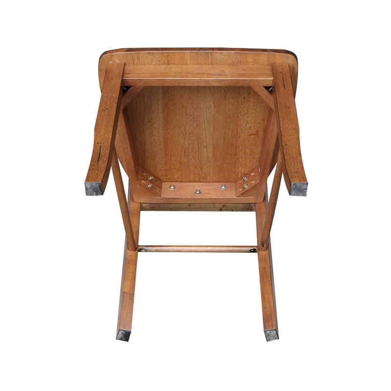 Set of 2 Solid Wood Madrid Ladderback Chairs in Distressed Oak