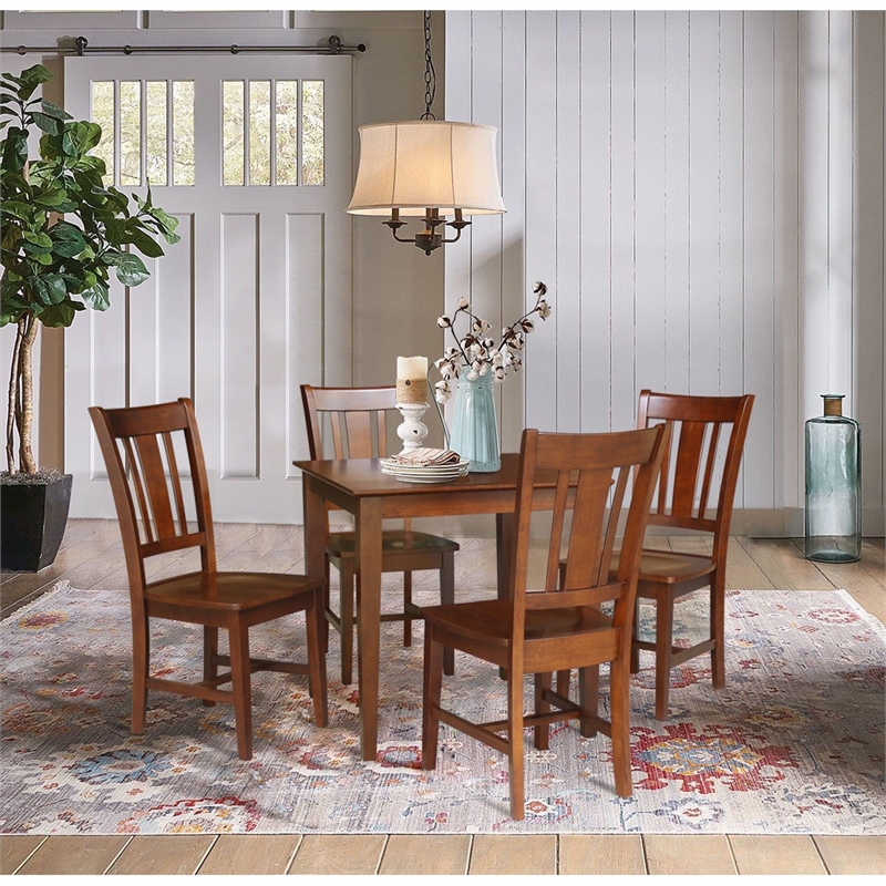 30 in. x 30 in. Wood Dining Table with 4 San Remo Splatback Chairs in Espresso