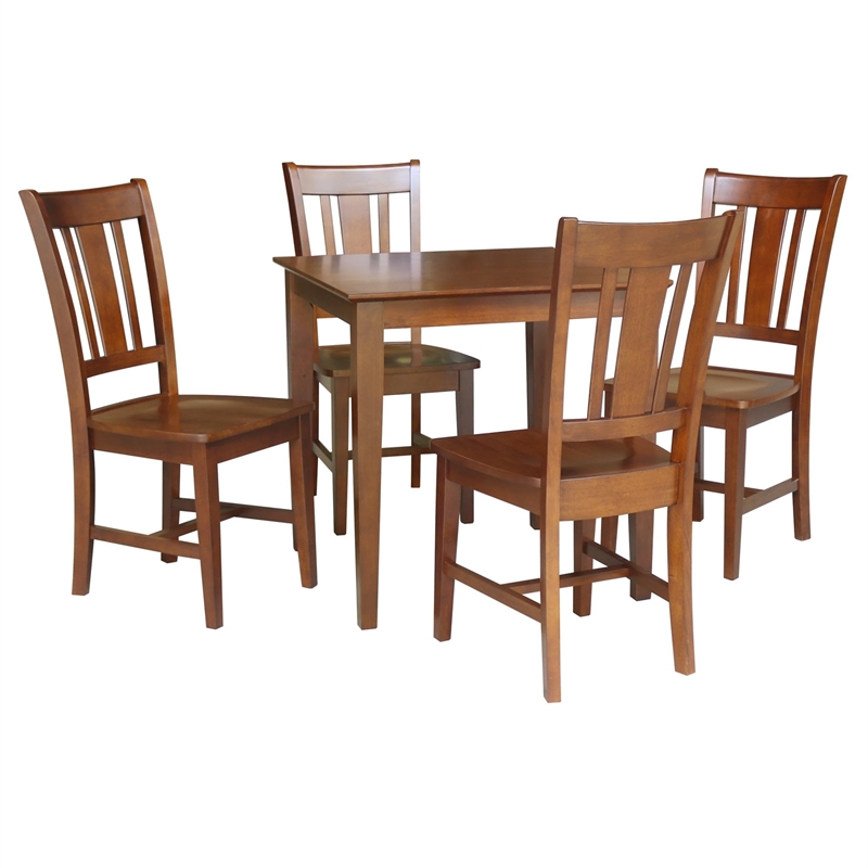 30 in. x 30 in. Wood Dining Table with 4 San Remo Splatback Chairs in Espresso