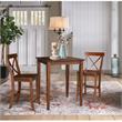 30 in. x 30 in. Wood Dining Table with 2 X-Back Stools in Espresso