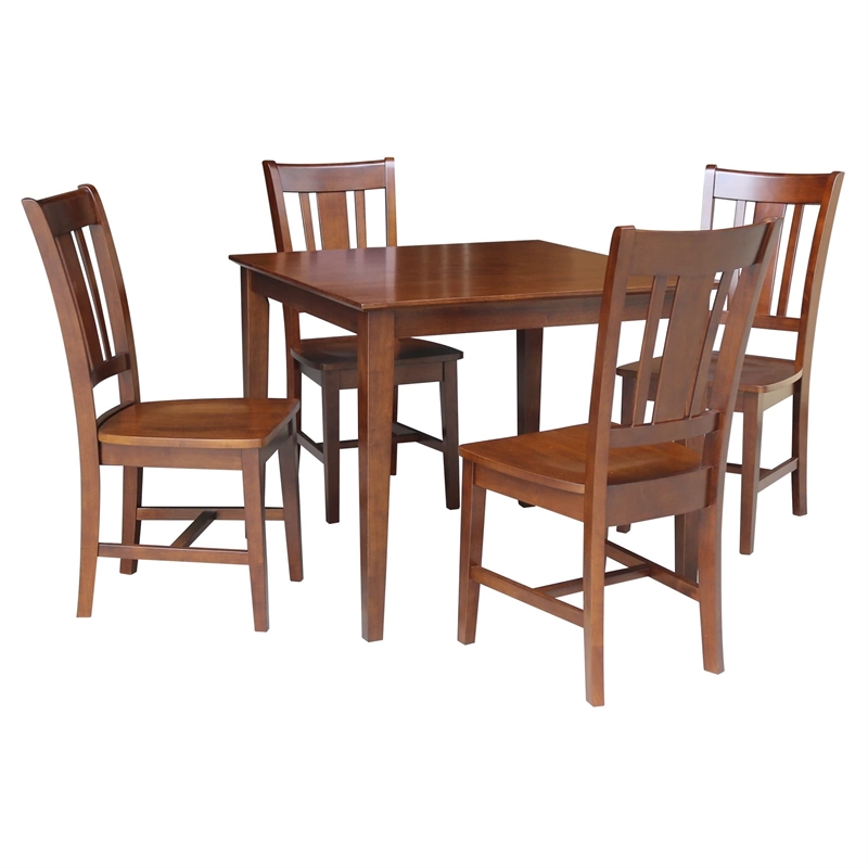 36 in. x 36 in. Wood Dining Table with 4 San Remo Splatback Chairs in Espresso