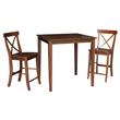 36 in. x 36 in. Wood Dining Table with 2 X-Back Stools in Espresso