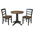 30 in. Wood Dining Table with 2 Madrid Ladderback Chairs in Hickory/Washed Coal