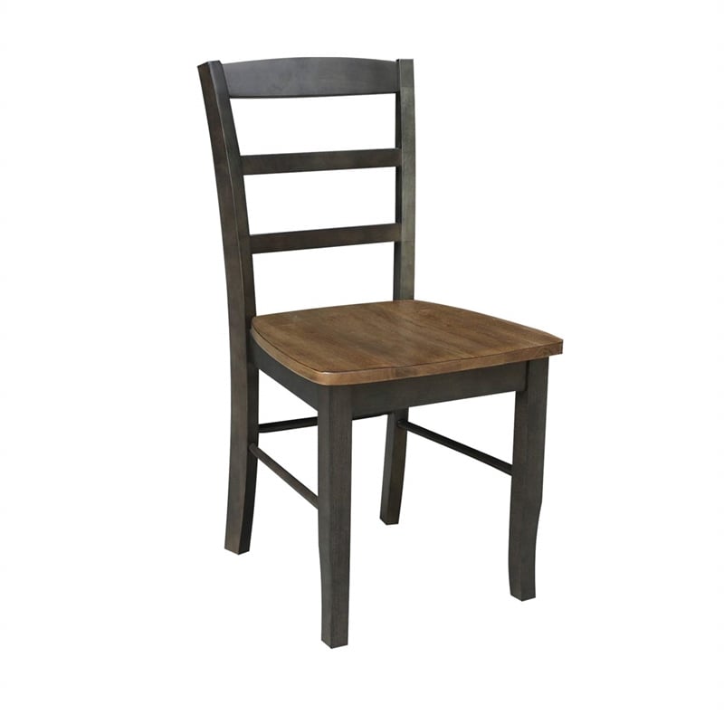 30 in. Wood Dining Table with 2 Madrid Ladderback Chairs in Hickory/Washed Coal