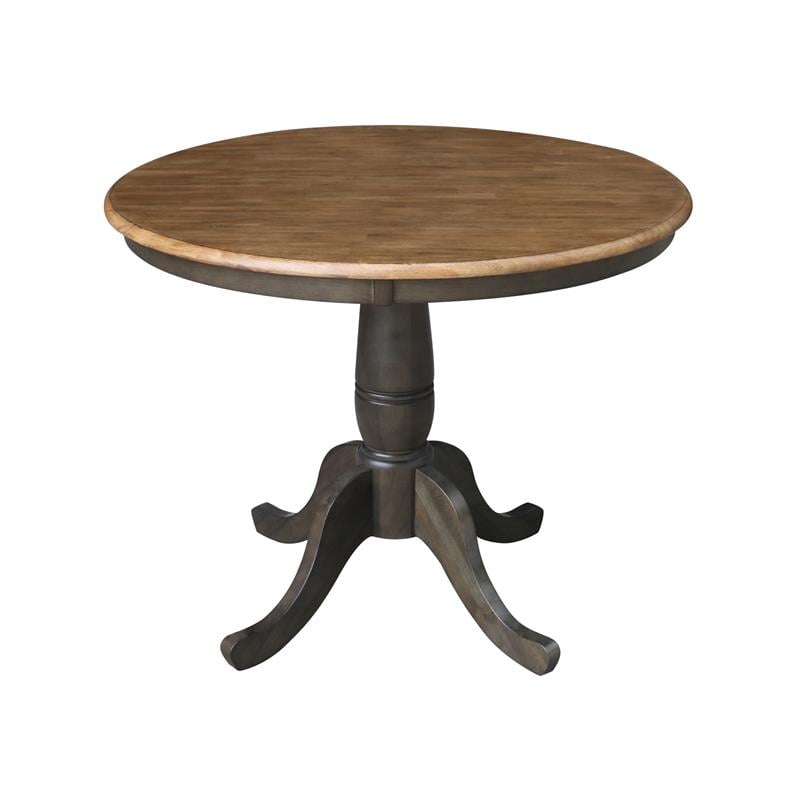 36 in. Wood Dining Table with 4 Madrid Ladderback Chairs in Hickory/Washed Coal