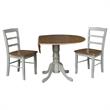 42 in. Wood Dining Table with 2 Madrid Chairs in Distressed Hickory/Washed Coal