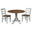 42 in. Wood Dining Table with 2 Madrid Chairs in Distressed Hickory/Washed Coal