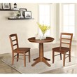30 in. Wood Dining Table with 2 Madrid Ladderback Chairs in Distressed Oak