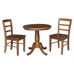 30 in. Wood Dining Table with 2 Madrid Ladderback Chairs in Distressed Oak