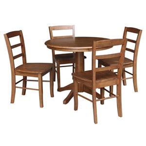 36 in. Wood Dining Table with 4 Madrid Ladderback Chairs in Distressed Oak