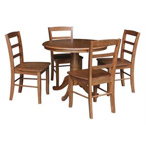 36 in. Wood Dining Table with 4 Madrid Ladderback Chairs in Distressed Oak