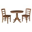 36 in. Wood Dining Table with 2 Madrid Ladderback Chairs in Distressed Oak