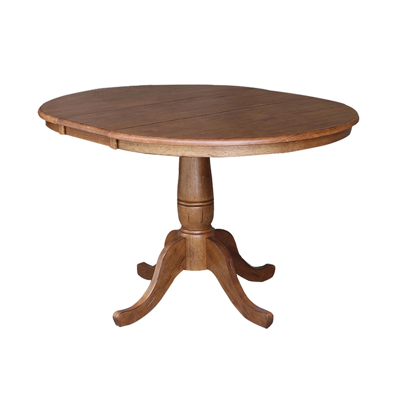 36 in. Wood Dining Table with 4 Madrid Ladderback Chairs in Distressed Oak