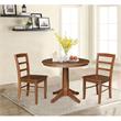 36 in. Wood Dining Table with 2 Madrid Ladderback Chairs in Distressed Oak