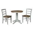 Wood Dining Table with 2 Madrid Ladderback Chairs in Distessed Hickory/Stone
