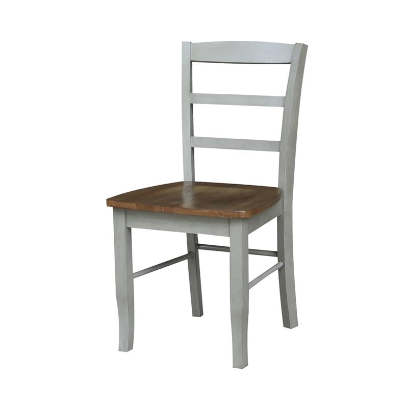 Wood Dining Table with 4 Madrid Ladderback Chairs in Distressed Hickory/Stone