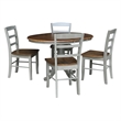Wood Dining Table with 4 Madrid Ladderback Chairs in Distressed Hickory/Stone