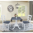 42 in. Wood Dining Table with 2 Madrid Ladderback Chairs in White/Heather Gray