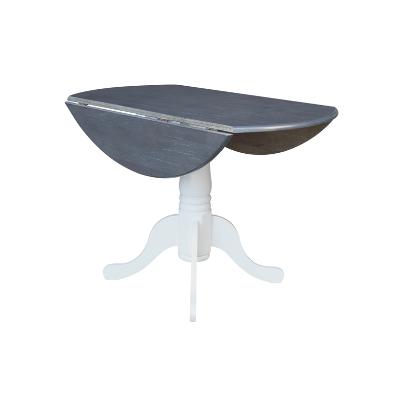 42 in. Wood Dining Table with 4 Madrid Ladderback Chairs in White/Heather Gray