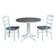 36 in. Wood Dining Table with 2 Madrid Ladderback Chairs in White/Heather Gray