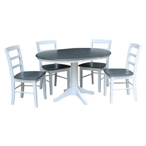 36 in. Wood Dining Table with 4 Madrid Ladderback Chairs in White/Heather Gray
