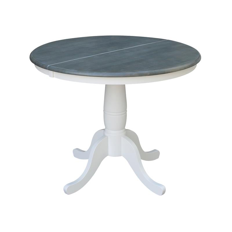 36 in. Wood Dining Table with 2 Madrid Ladderback Chairs in White/Heather Gray