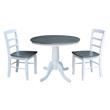 36 in. Wood Dining Table with 2 Madrid Ladderback Chairs in White/Heather Gray