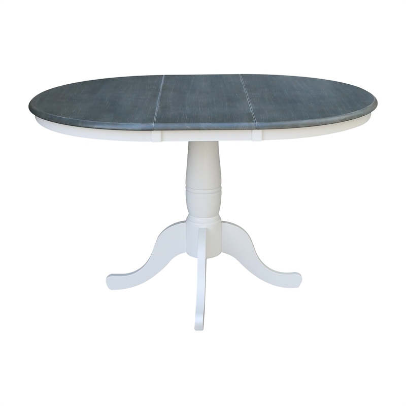 36 in. Wood Dining Table with 4 Madrid Ladderback Chairs in White/Heather Gray