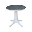 30 in. Wood Dining Table with 2 Madrid Ladderback Chairs in White/Heather Gray