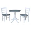 30 in. Wood Dining Table with 2 Madrid Ladderback Chairs in White/Heather Gray