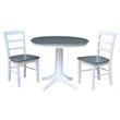 36 in. Wood Dining Table with 2 Madrid Ladderback Chairs in White/Heather Gray