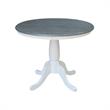 36 in. Wood Dining Table with 2 Madrid Ladderback Chairs in White/Heather Gray