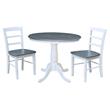36 in. Wood Dining Table with 2 Madrid Ladderback Chairs in White/Heather Gray
