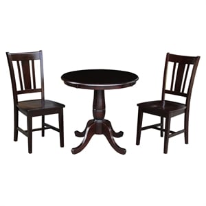 30 in. Wood Dining Table with 2 Remo Splatback Chairs in Rich Mocha